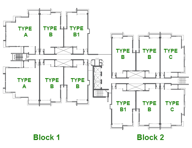 Units per floor in Block 1 and 2