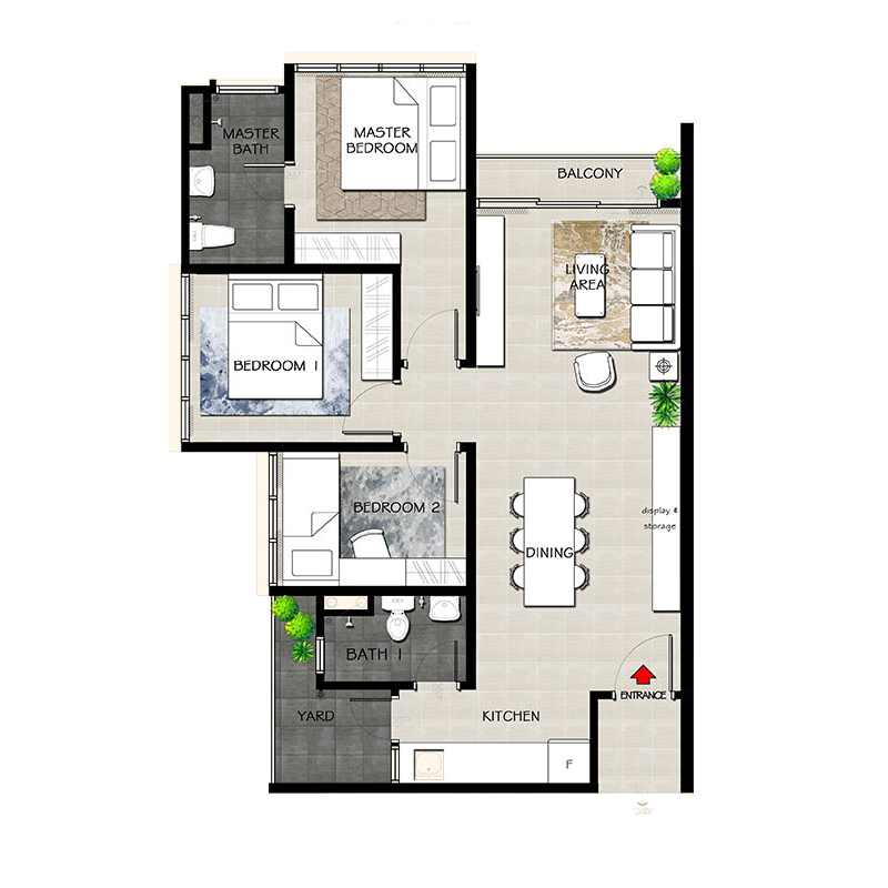 850 sq. ft. 3 bedrooms, 2 bathrooms