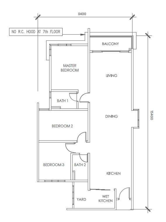  3 bedrooms, 2 bathrooms (1,205 sq. ft.)
