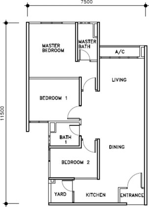 3 bedrooms, 2 bathrooms