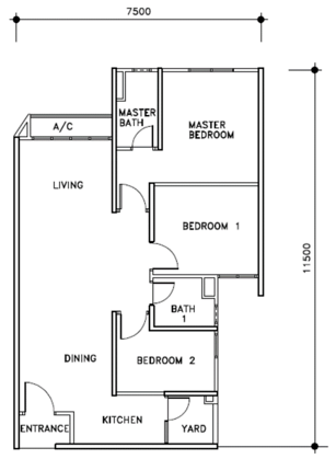 3 bedrooms, 2 bathrooms