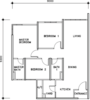 3 bedrooms, 2 bathrooms