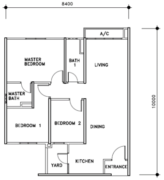 3 bedrooms, 2 bathrooms