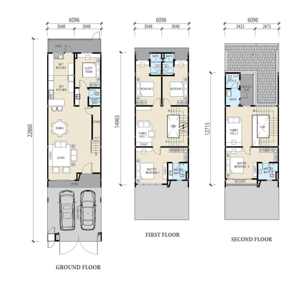 5+1 rooms, 4 baths - 2,695 sq ft built-up, lot size 20' x75'