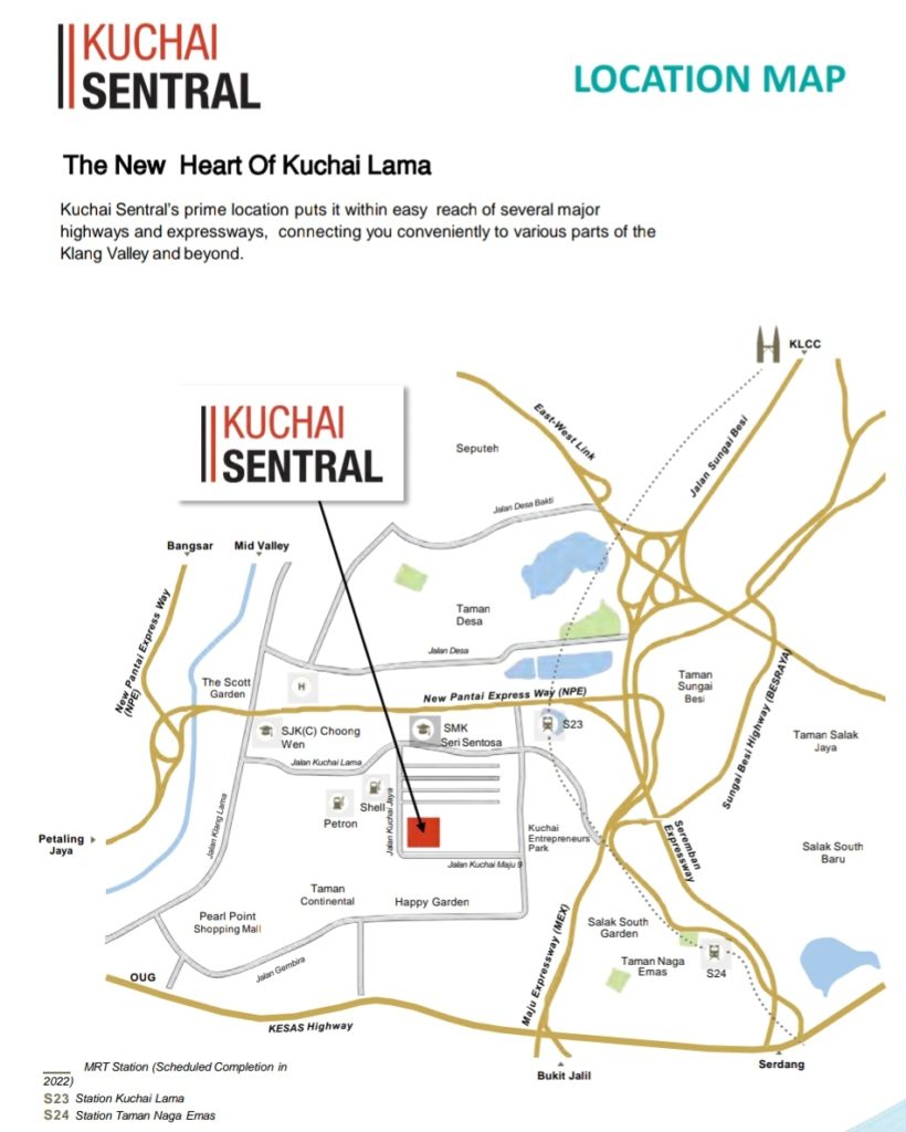 Kuchai Sentral is located next to Kuchai Entrepreneur's Park, Kuchai Lama, Kuala Lumpur