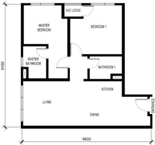 BeCentral 2 bedrooms & 2 bathrooms unit - 793 sq ft
