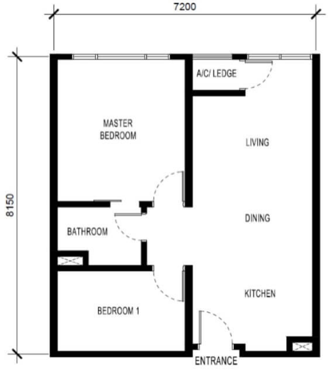 2 bedroom condominium - 632 sq ft 