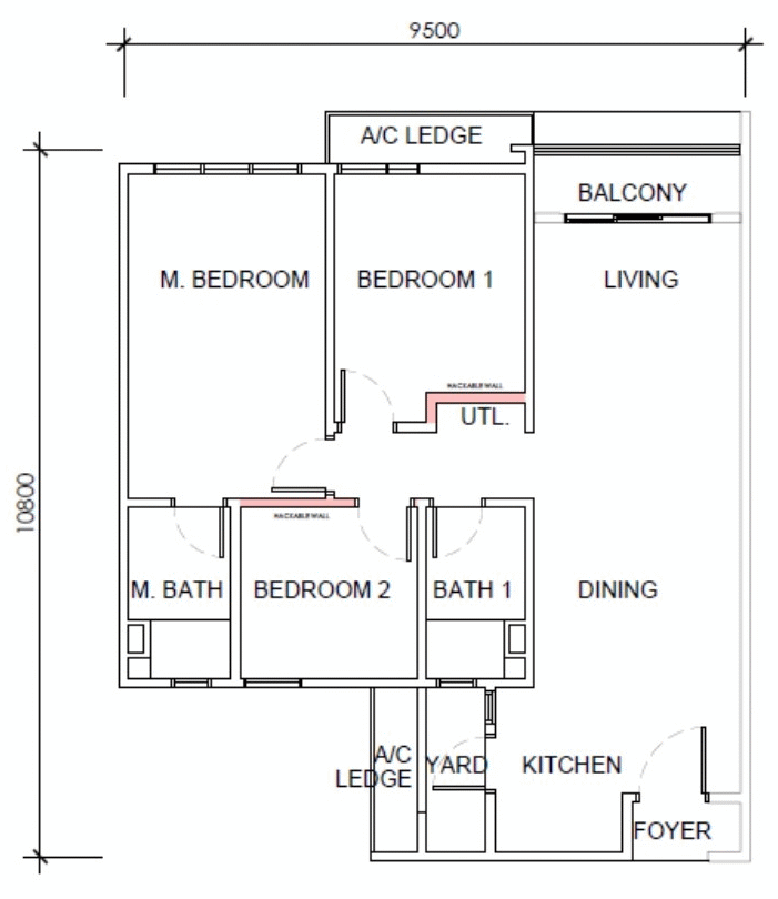 2 bedroom condominium - 956 sq ft 