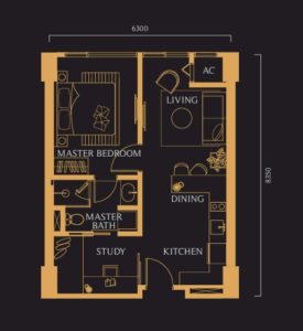 1+1 room condo - 566 sq ft