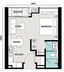 Studio unit - 454 sq ft floor area