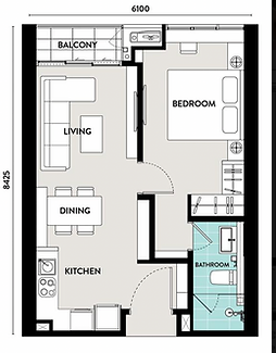 1 bedroom - 545 sq ft built up area
