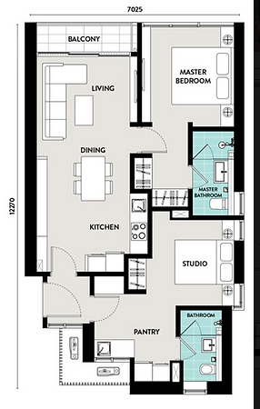 2 bedroom dual key - 859 sq ft floor area