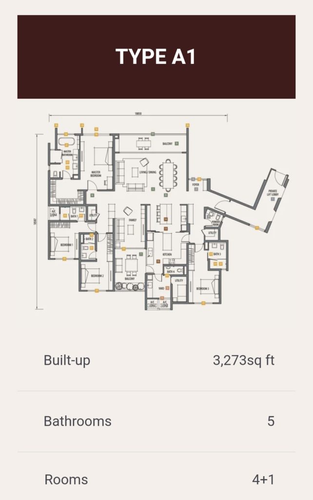 3,273 sq ft : 4+1 bedrooms