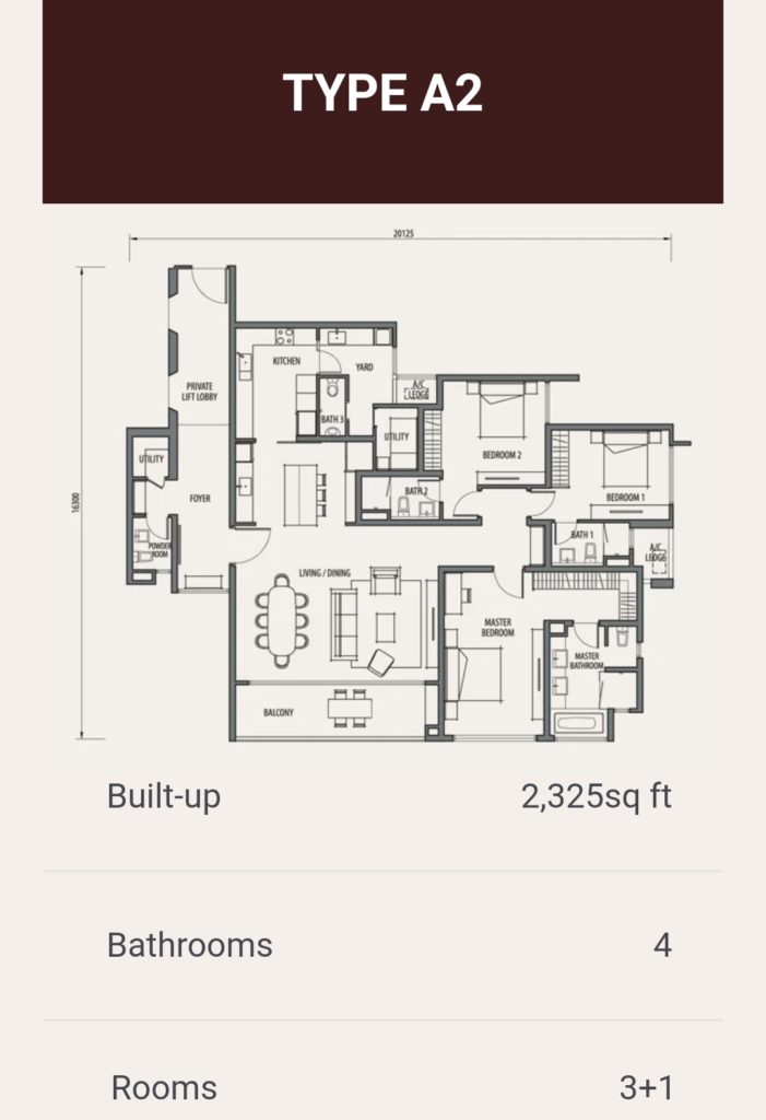 2,325 sq ft : 3+2 bedrooms