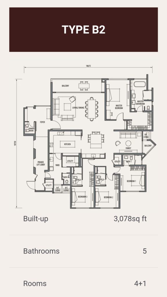 3,078 sq ft : 4+1 bedrooms