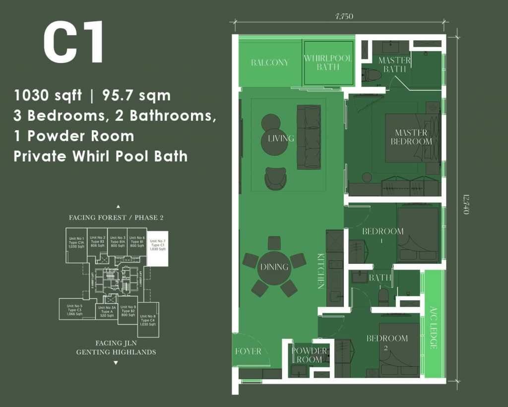 3 bedrooms, 2 bathrooms - 1,030 sq ft