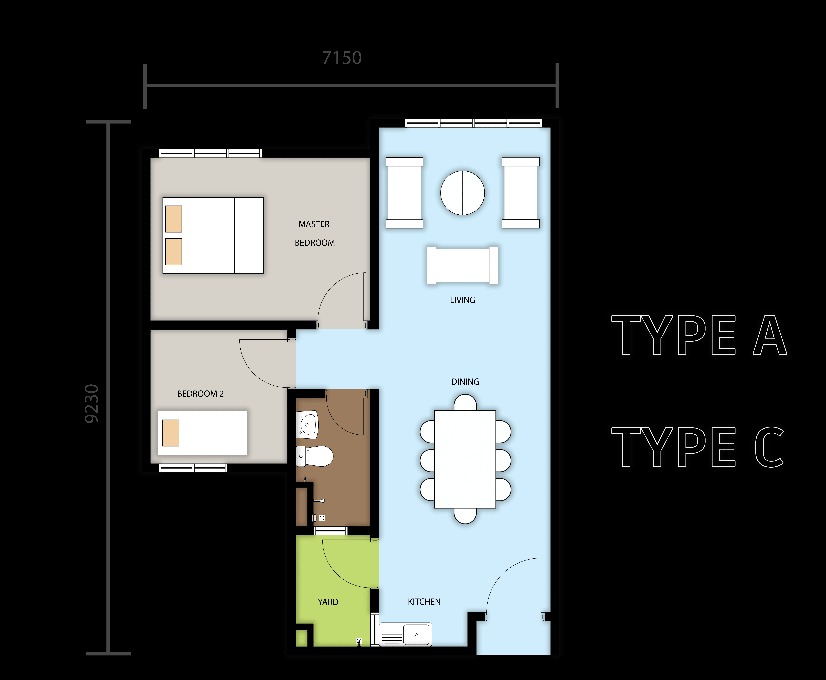 2 bedrooms, 1 bathroom - 650 sq ft